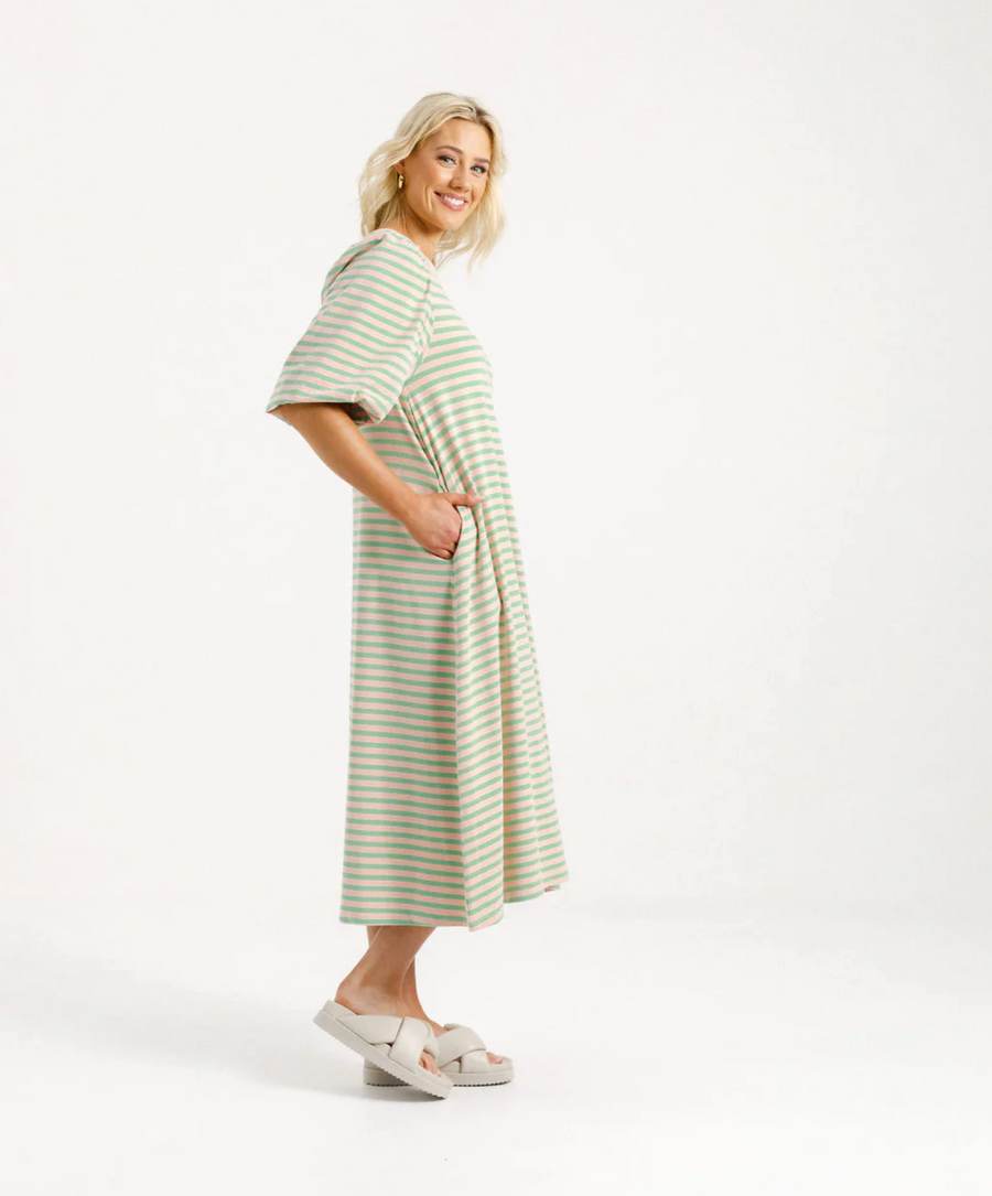 Ivy Midi Dress - Candy Apple Stripes