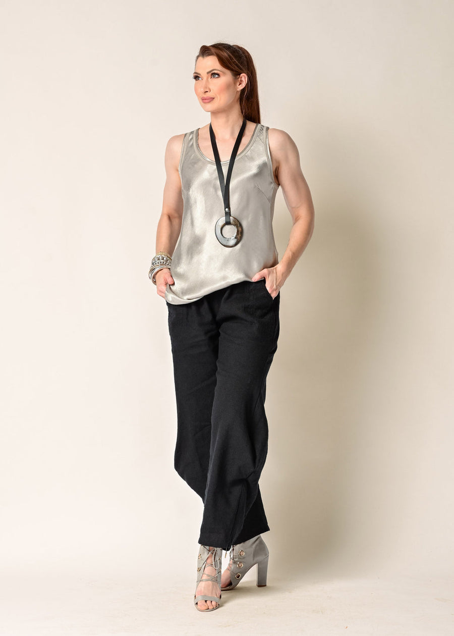 Shyla Linen Pant in Onyx