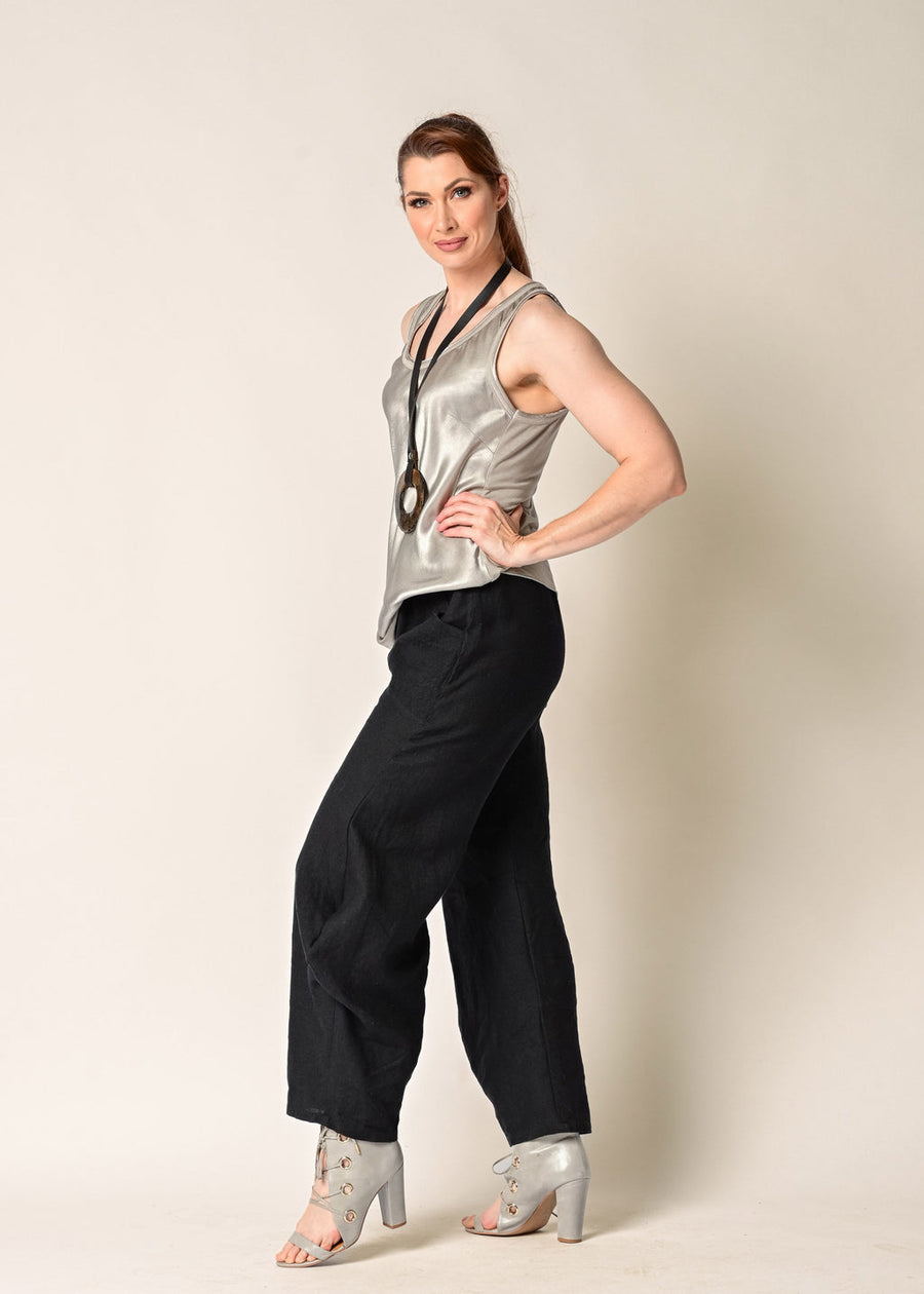Shyla Linen Pant in Onyx