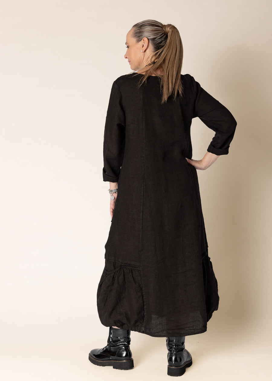 Torina Linen Dress in Onyx