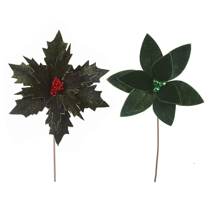 Emerald Velour Poinsettia - Bell