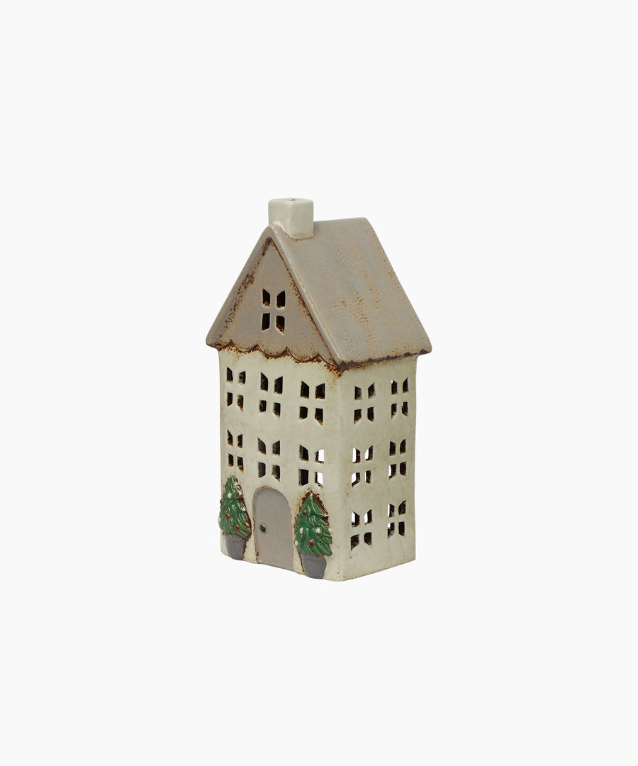 Christmas Tea Light House Stone with Pots Medium