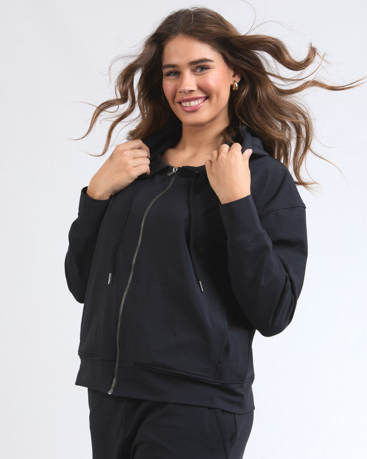 Alexis Zip Hoodie - Black