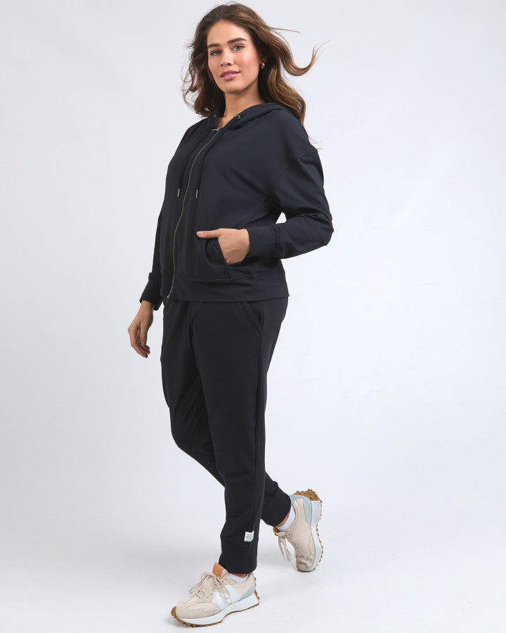 Alexis Zip Hoodie - Black