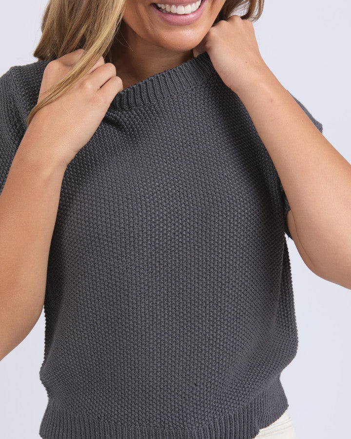 Blair Short Sleeve Knit - Charcoal
