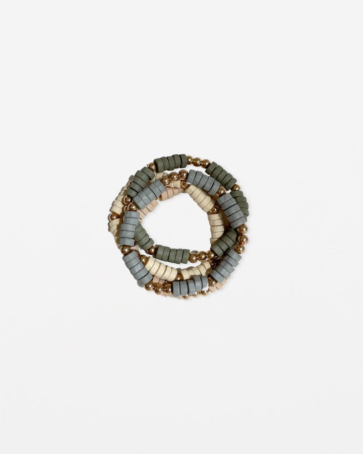 Bracelet - Set of 4 Mixed Greys Bead