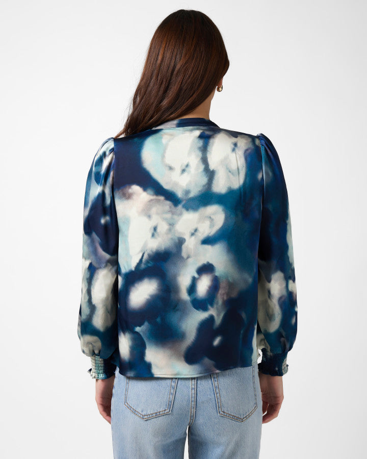 Cecily Top - Navy Floral Blur