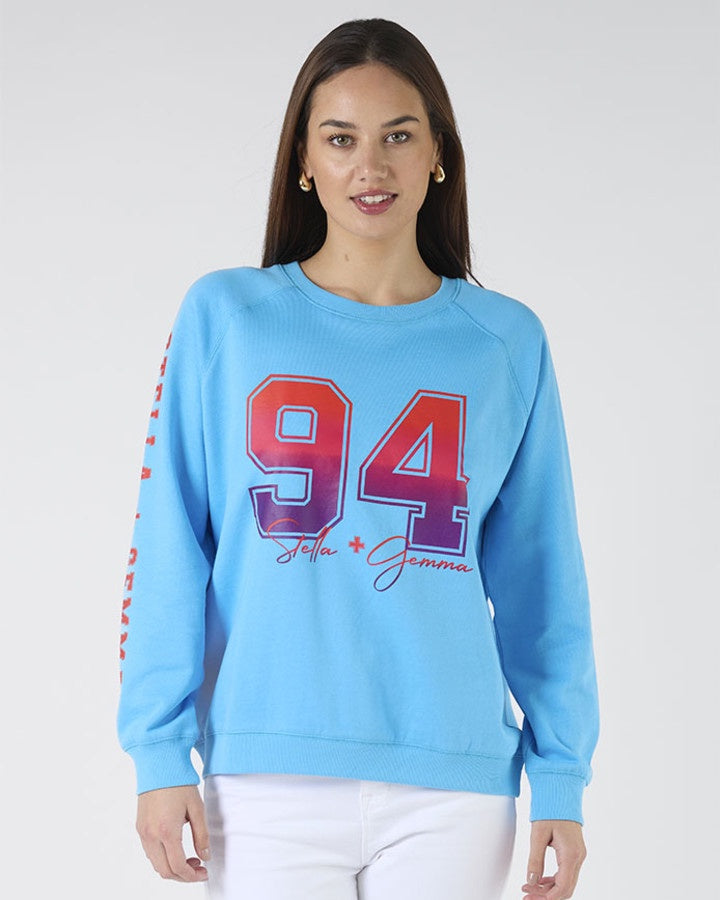 Classic Sweater Sky Blue Ombre Varsity