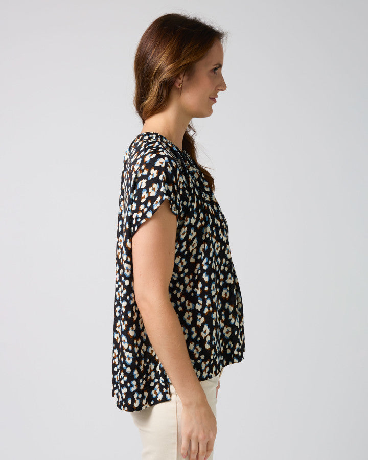 Clio Blouse - Navy Leopard