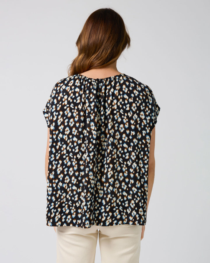 Clio Blouse - Navy Leopard