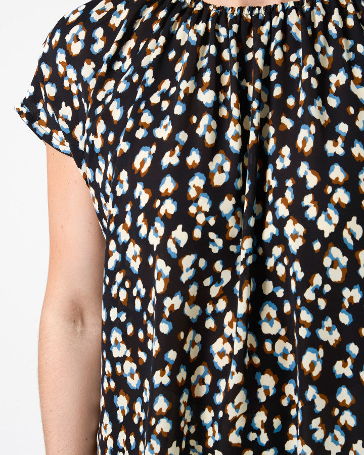 Clio Blouse - Navy Leopard