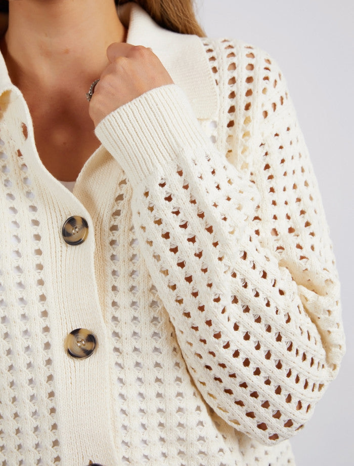 Clover Knit Cardi - Vintage White