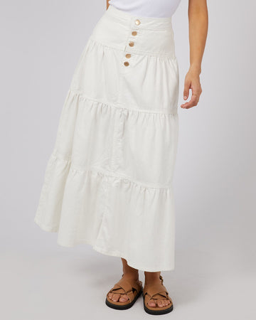 Coco Denim Maxi Skirt - Vintage White