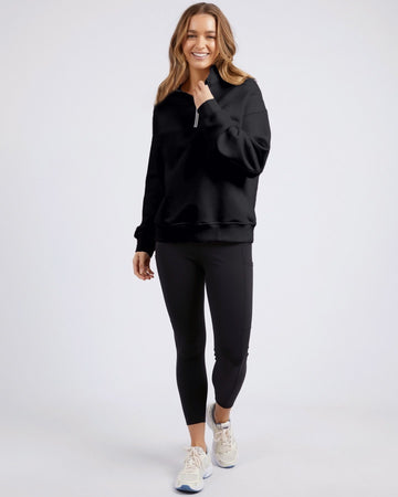 College Zip Crew - Black On Black