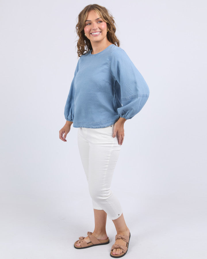 Della Chambray Top - Blue