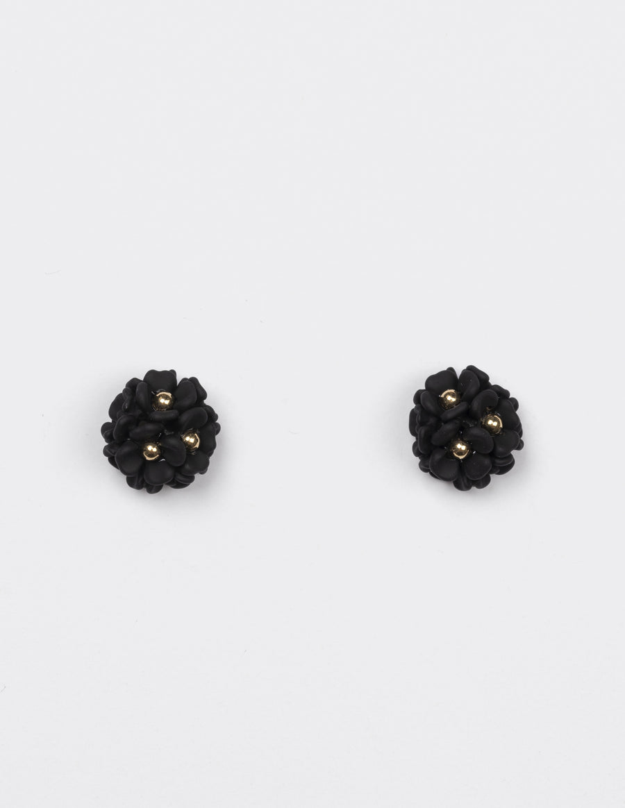 Earring - Mini Ball Flower Black