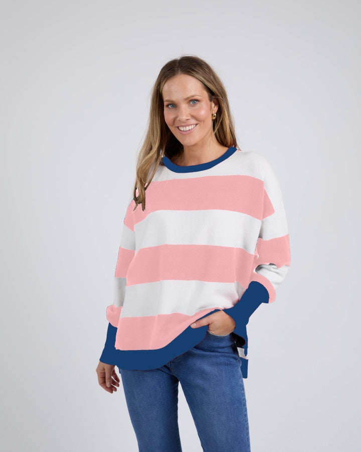 Elvie Stripe Knit - Charm Pink/White/French Blue