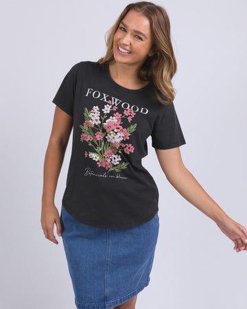 Flowers Tee - Washed Black