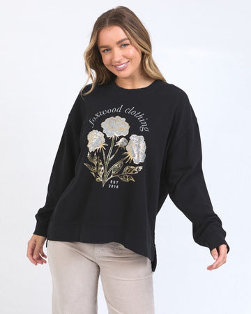 Golden Rose Crew- Washed Black