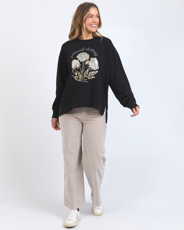 Golden Rose Crew- Washed Black