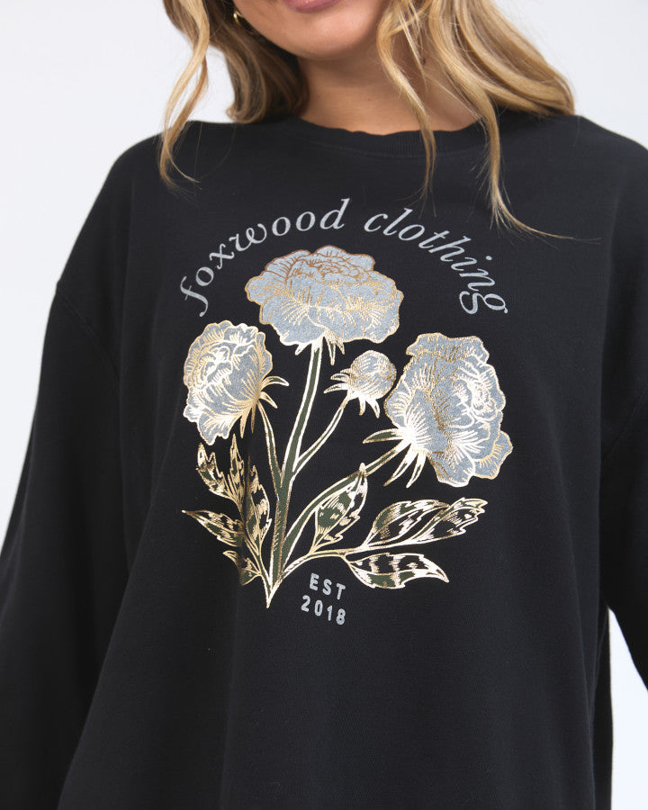 Golden Rose Crew- Washed Black