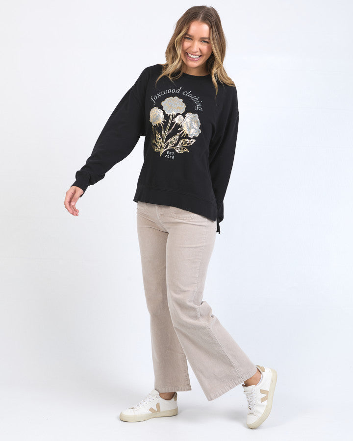Golden Rose Crew- Washed Black