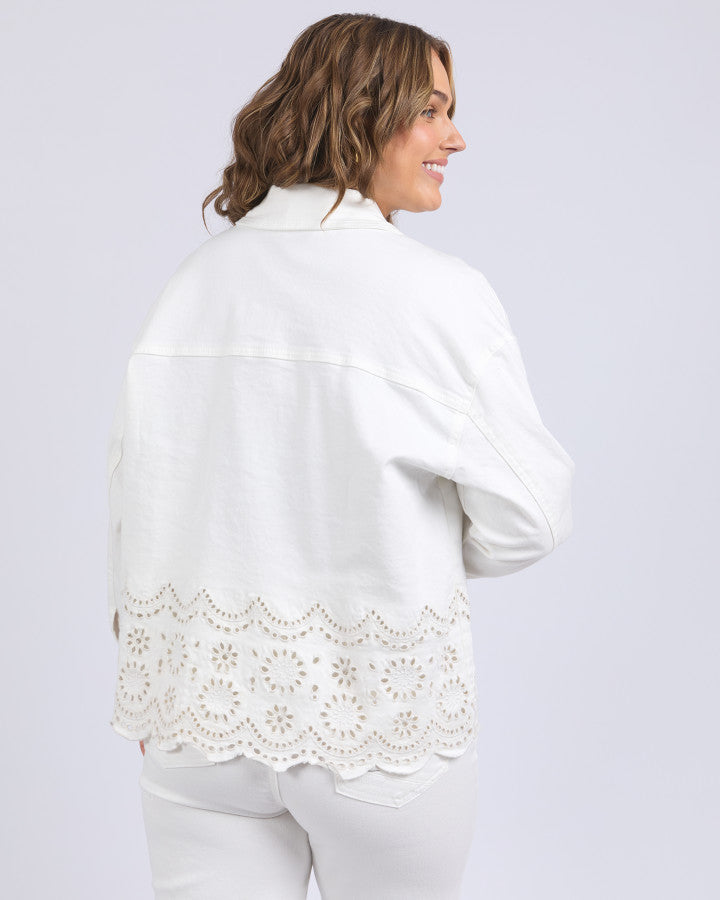 Lace Denim Jacket - Vintage White