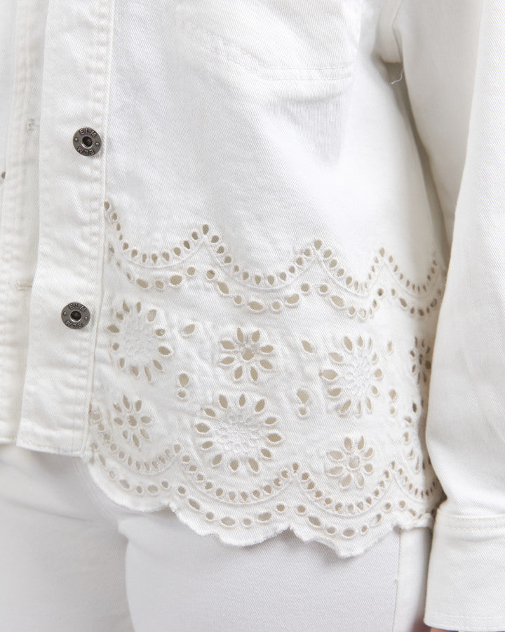 Lace Denim Jacket - Vintage White