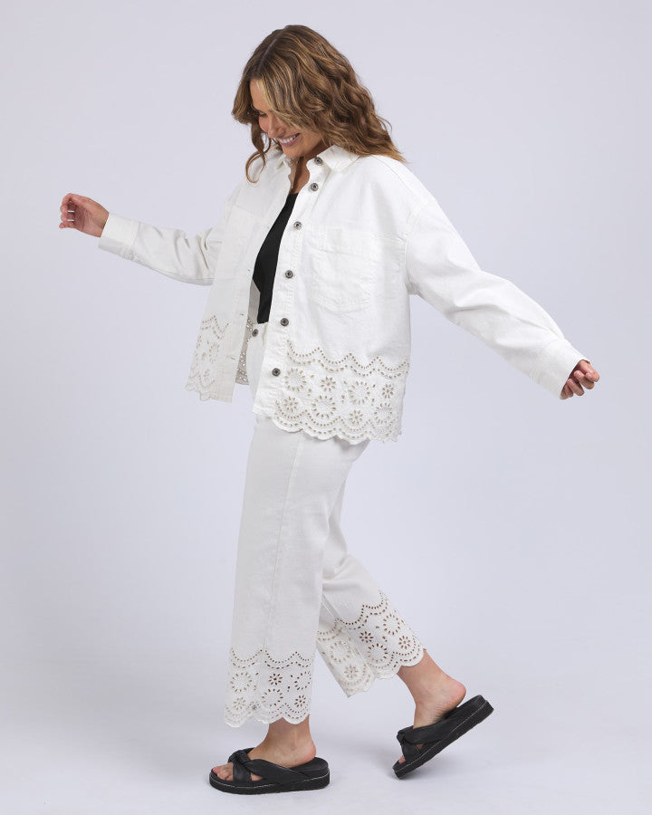 Lace Denim Jacket - Vintage White