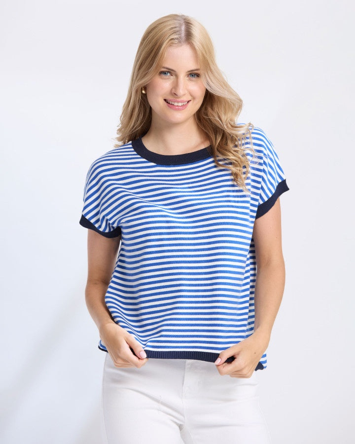 Laneway Top - Cobalt Stripe