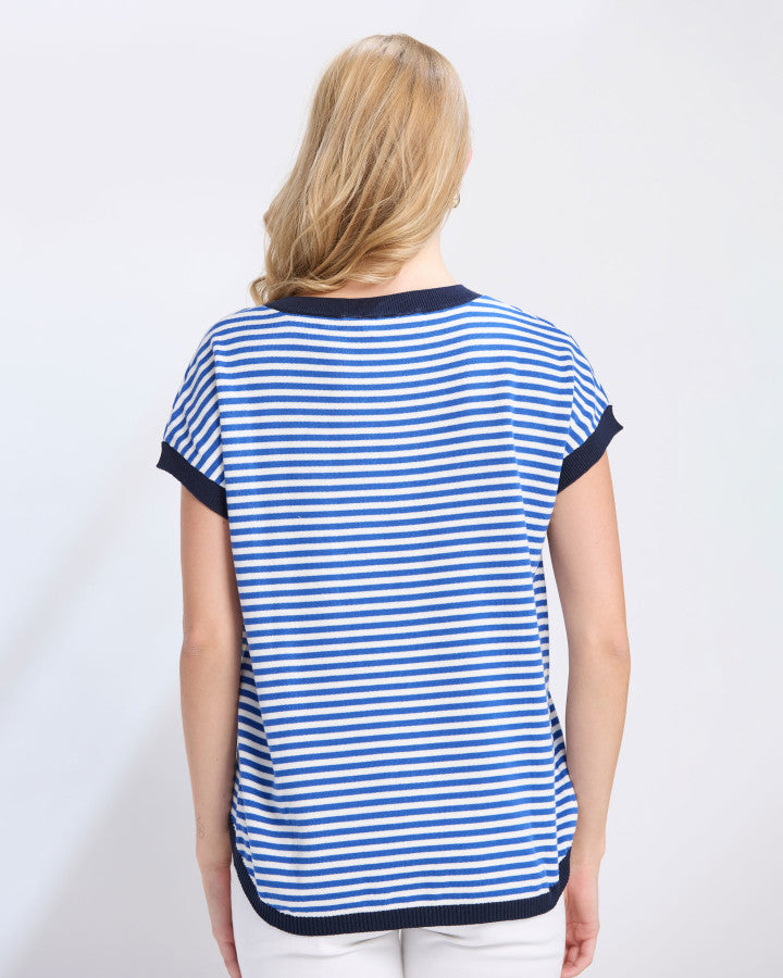 Laneway Top - Cobalt Stripe
