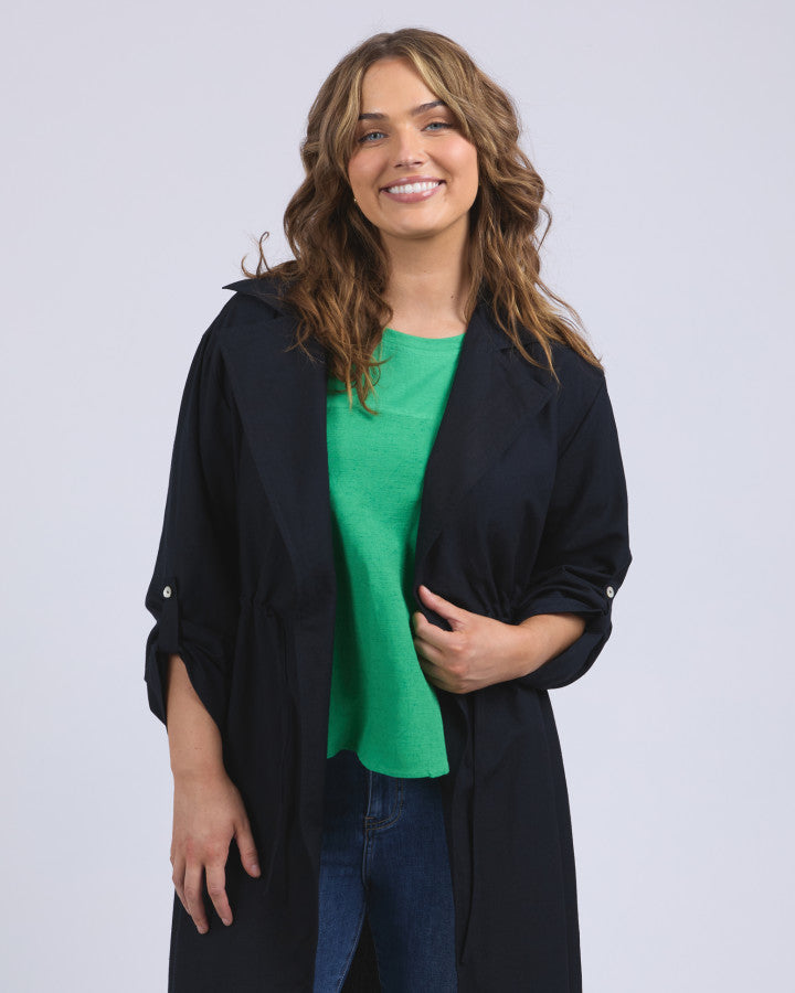 Linen Trench - Navy