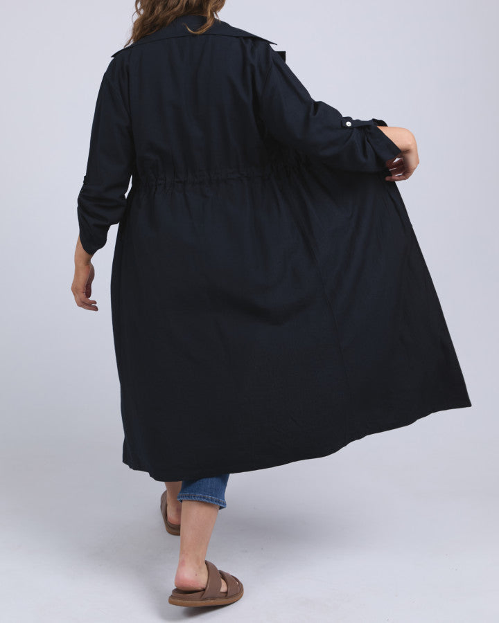 Linen Trench - Navy
