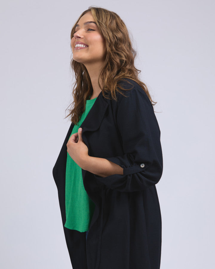 Linen Trench - Navy