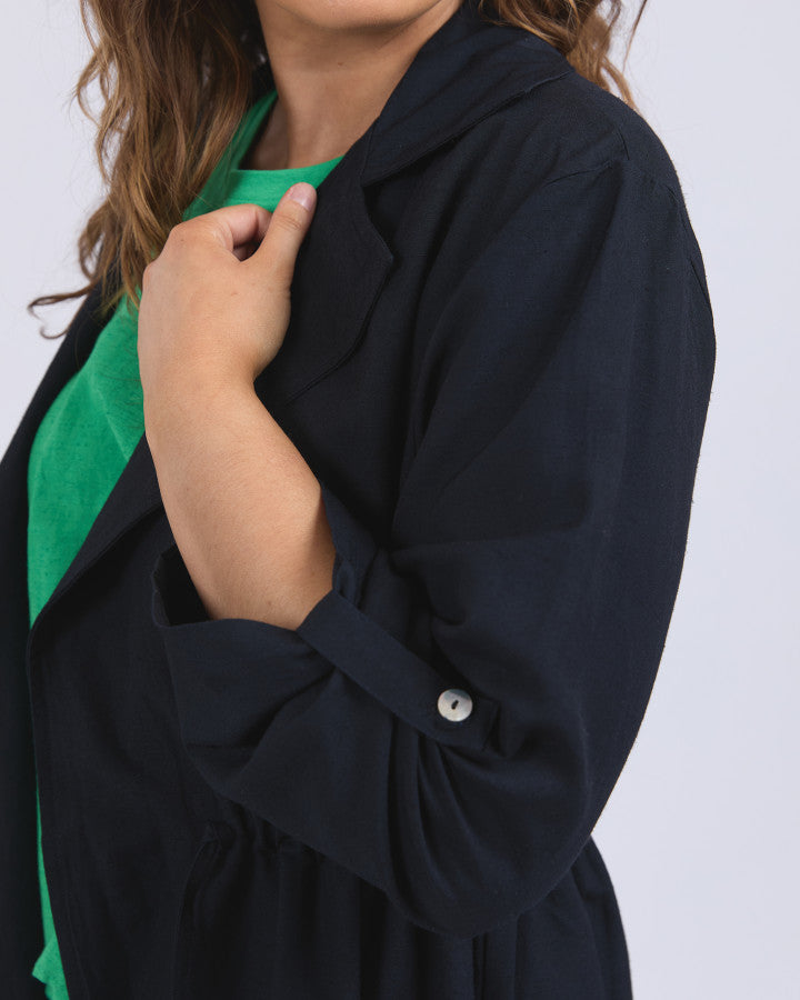 Linen Trench - Navy