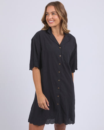 Madeline Shirt Dress - Black