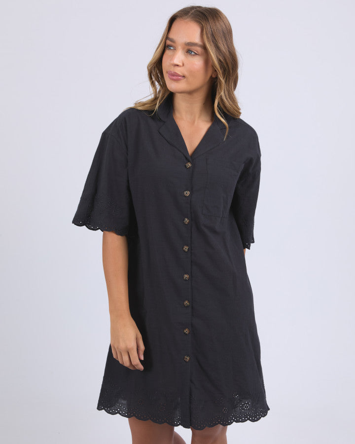 Madeline Shirt Dress - Black