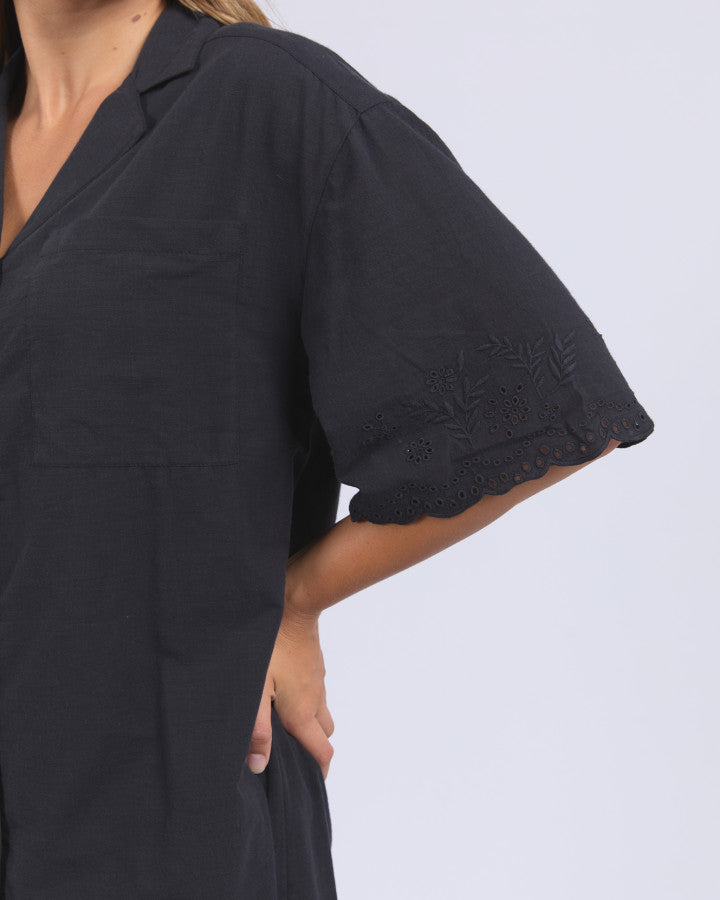 Madeline Shirt Dress - Black