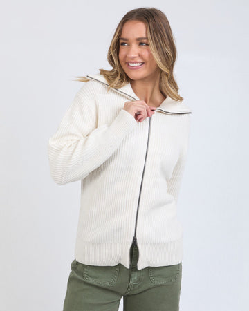 Maurie Zip Knit - Vintage White