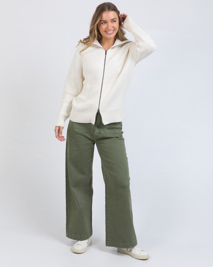 Maurie Zip Knit - Vintage White