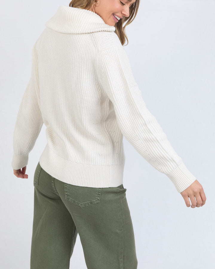 Maurie Zip Knit - Vintage White