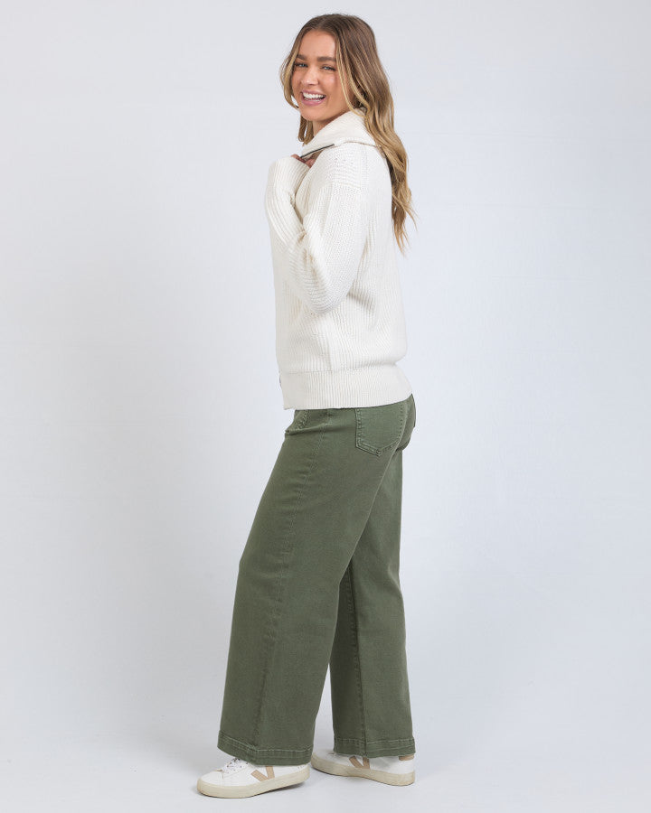 Maurie Zip Knit - Vintage White