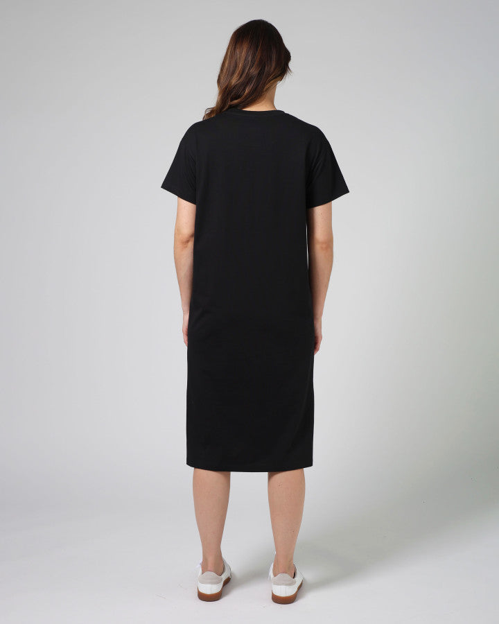 Maxie Tee Dress Ibiza Bloom - Black