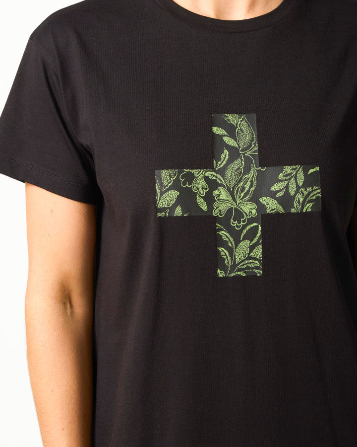 Maxie Tee Dress Ibiza Bloom - Black