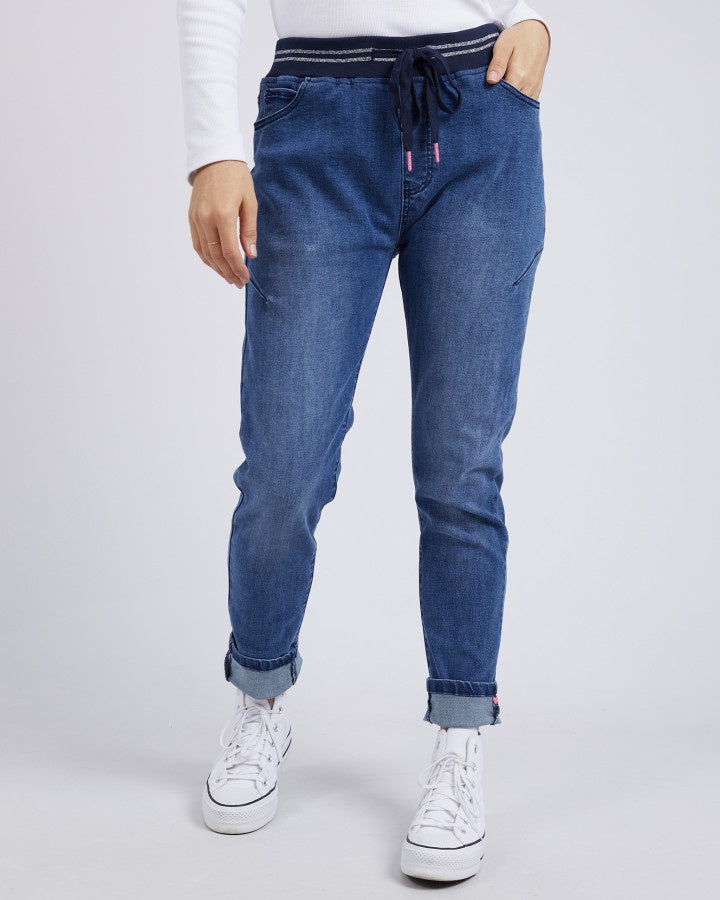 Melody Denim Jogger - Dusty Blue