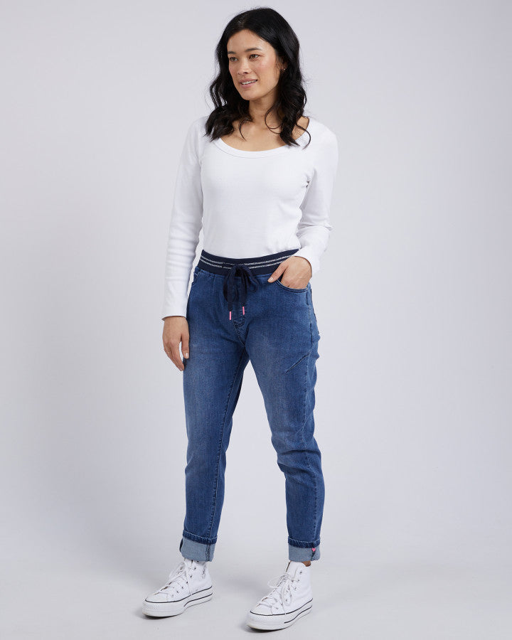 Melody Denim Jogger - Dusty Blue