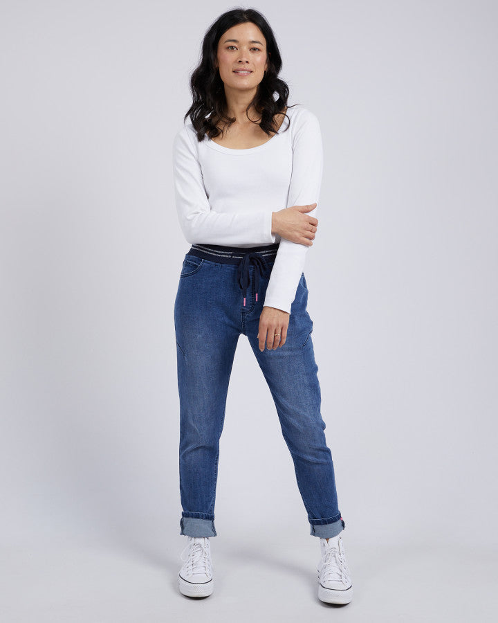 Melody Denim Jogger - Dusty Blue