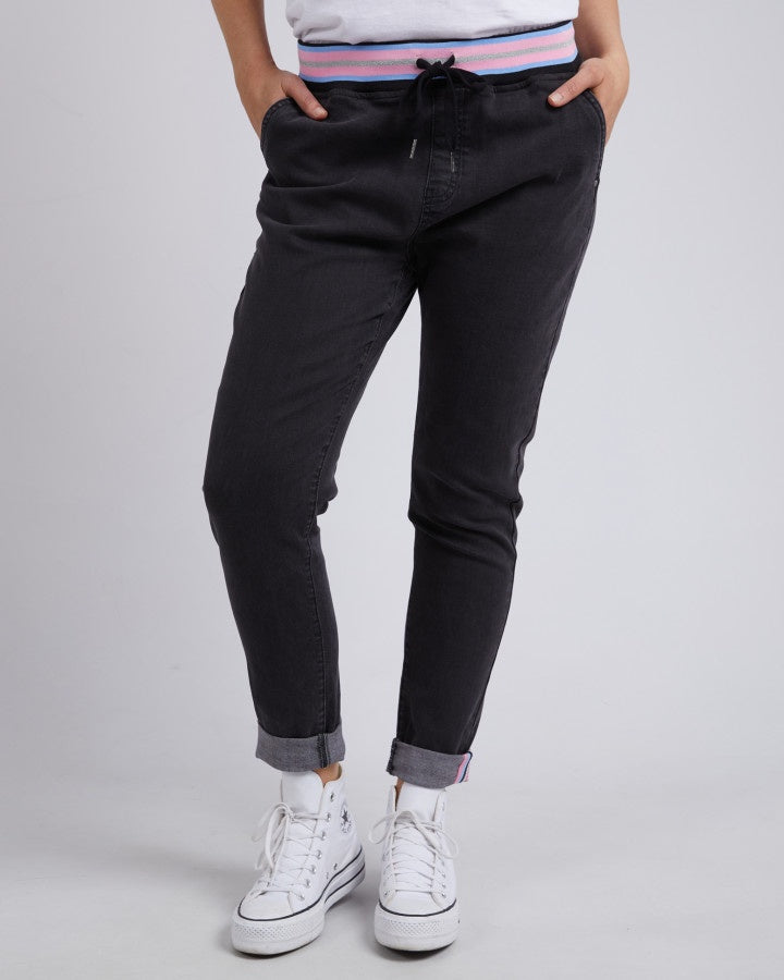 Melody Denim Jogger - Washed Black