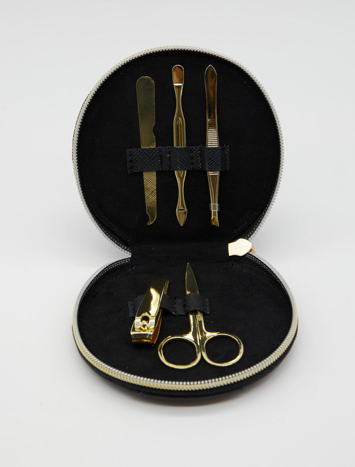 Nail Manicure Set in Scallop Detailed Case - Black