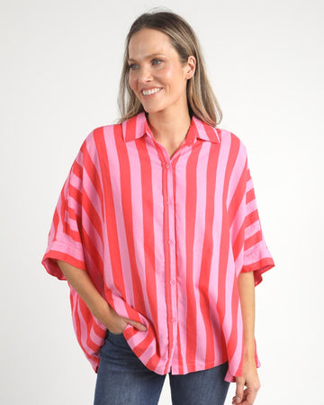 Palermo Stripe Shirt - Bittersweet/Strawberry Stripe